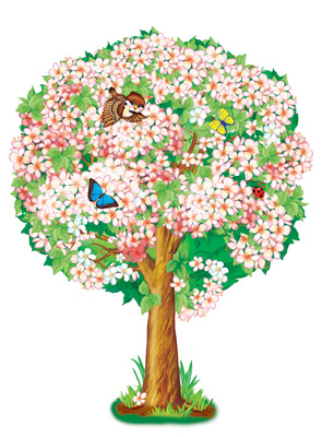 ФБ-13601 Плакат вырубной А2. Яблоня весенняя (с уф-лаком) - тема Деревья