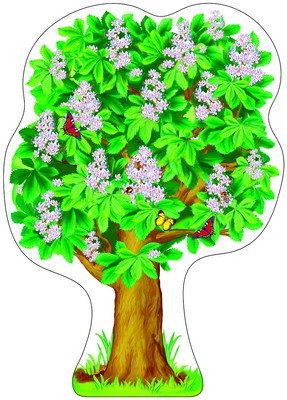 Ф-9315 Плакат вырубной А3. Каштан весенний (с уф-лаком) - тема Деревья