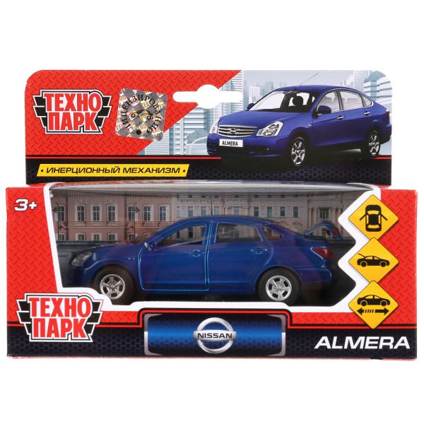 Машина металл Nissan Almera 12см, открыв. двери, инерц., синий в кор. Технопарк в кор.2*24шт
